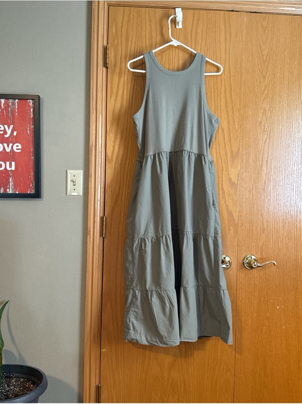 Maurice’s Olive Green Sleeveless Tiered Maxi Dress